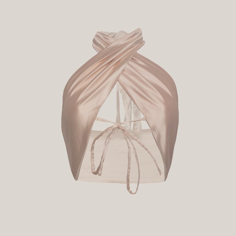 Shop Monteza Champagne Monaco Crop Tie Top Satin Halter